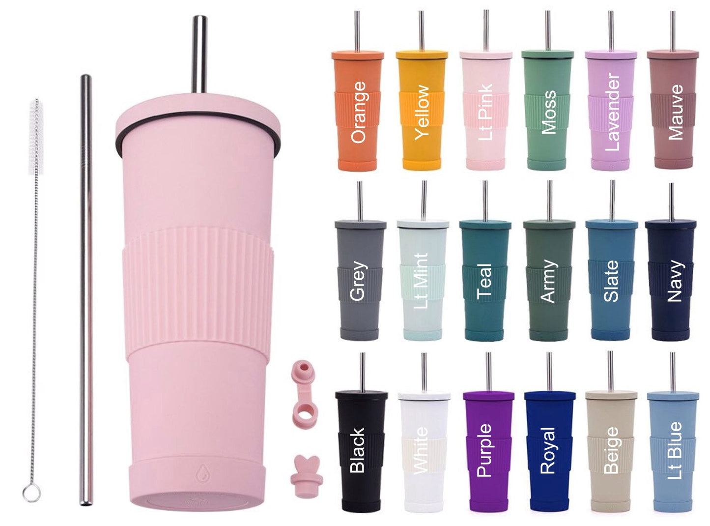 PRE-ORDER Solid Color Straw Travel Cup 28oz-(3/1)