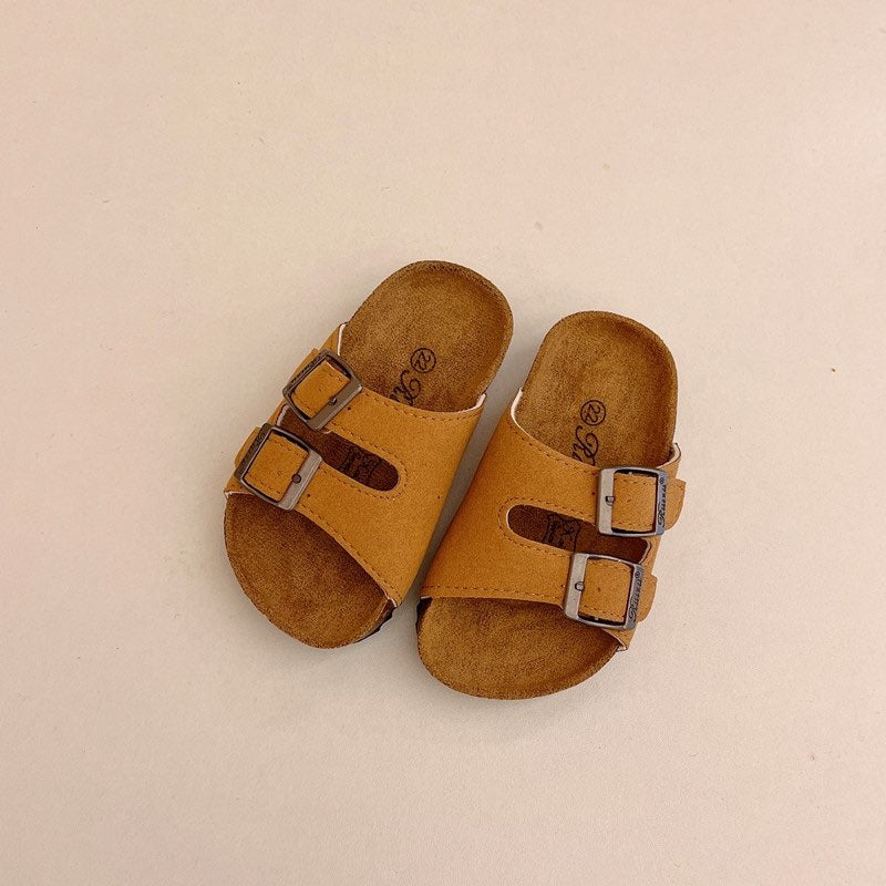 PRE-ORDER Kid's Slide on Faux Leather Sandals - (3/30)