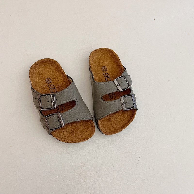 PRE-ORDER Kid's Slide on Faux Leather Sandals - (3/30)