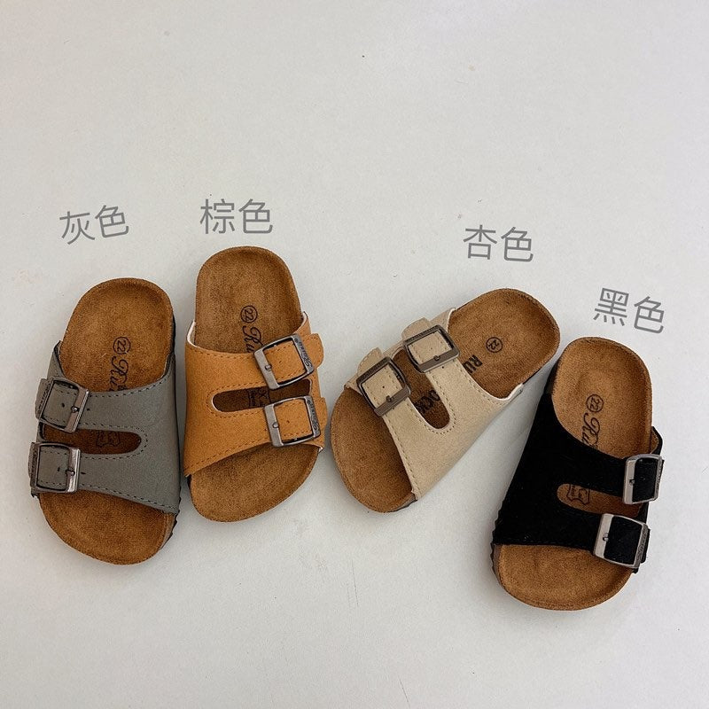 PRE-ORDER Kid's Slide on Faux Leather Sandals - (3/30)