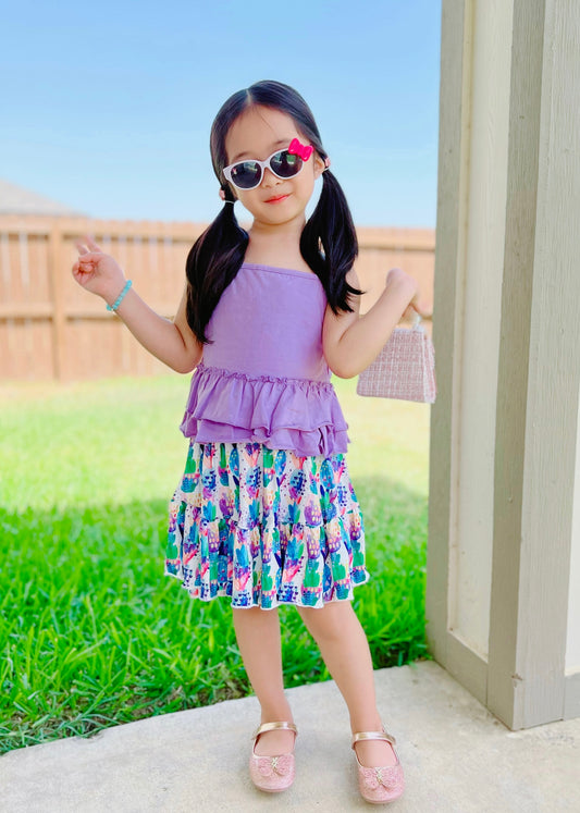 Water color Pineapple  Skirt Set